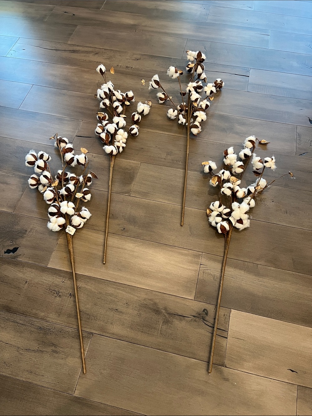 NEW Set of 4 Pier 1 Cotton Stem Spray - White and Brown Floral Accent